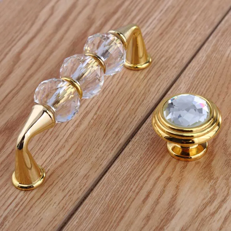 

golden drawer knobs puls 96mm K9crystal win cabinet dresser kitchen cabinet door handles knobs 3.75" modern fshion deluxe handle