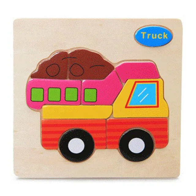 Wooden 3D Puzzle Jigsaw Toys For Children Cartoon Animal Vehicle 3D Wood Puzzles Intelligence Kids Baby Early Educational Toy - Цвет: WJ079-KACHE