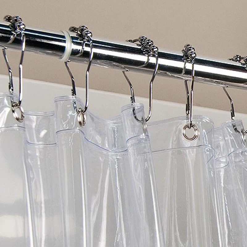 

7X4cm 12pcs/set 5 Roller Ball Shower Curtain Rings Hooks Curtain Accessories Bathroom Hoist Type Metal Hook