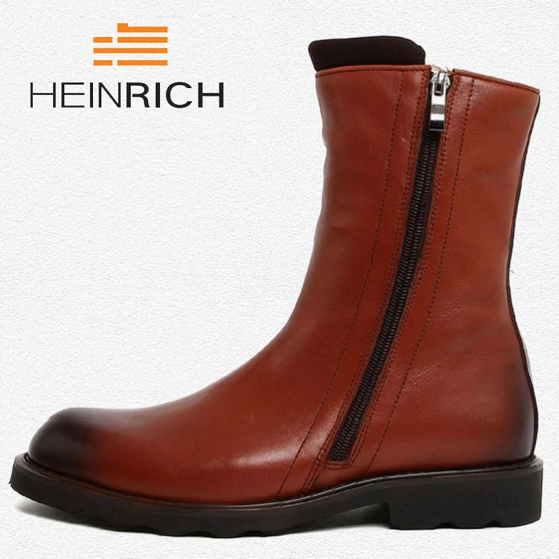 Loisirs Haute Laarzen Split En Cheville Rétro Zipper Mâle brown Qualité Hommes Heinrich Moto Partie Chaussures Vache Marque Bottes Cuir Hiver Black zMVjLpGqSU
