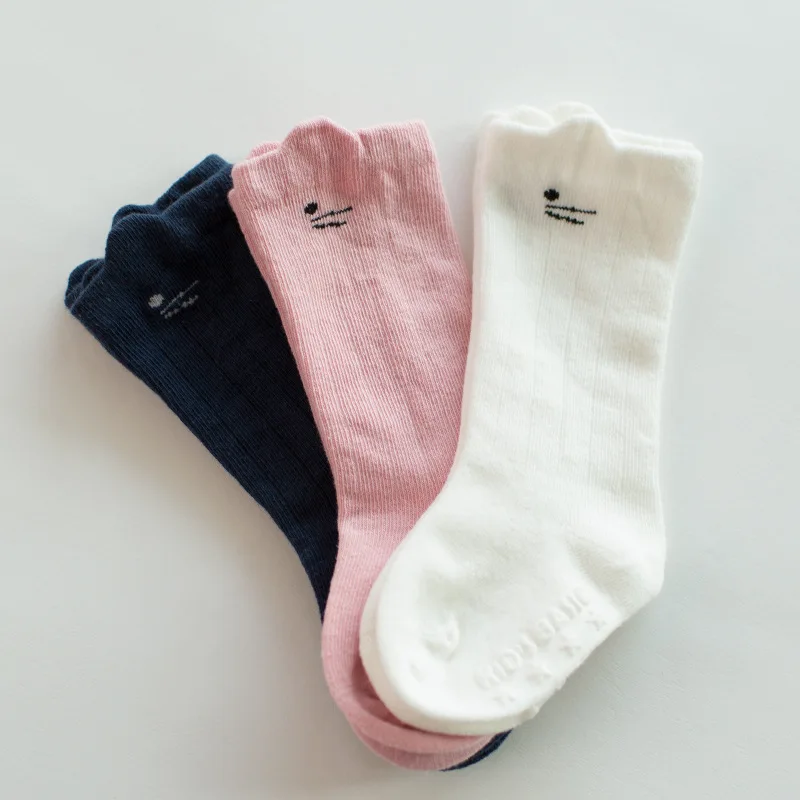 

New Baby Socks Girls Kids Knee High Girl Socks Meias Lovely Cat newborn toddler kids bebe anti slip Cotton Sock Infantil 0-3y