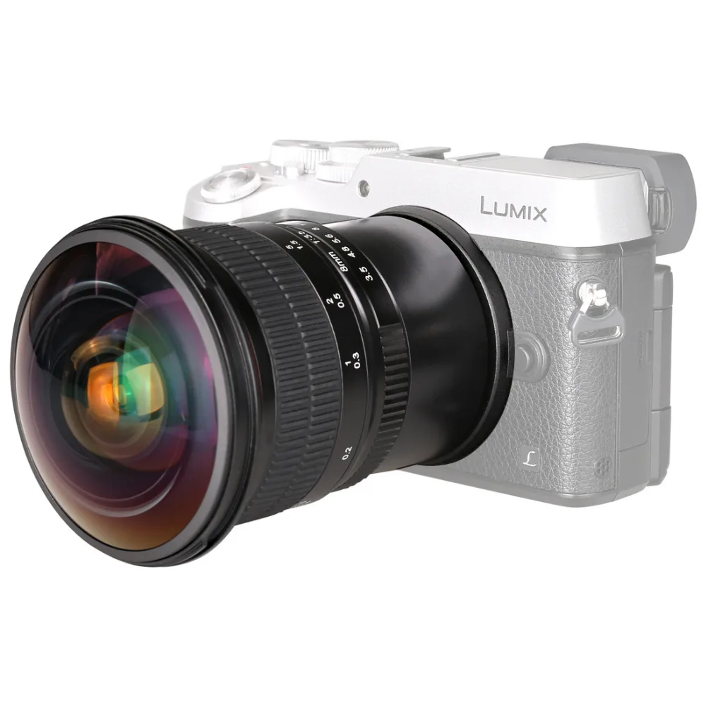Объектив «рыбий глаз» Meike 8 мм f3.5 Ultra HD для камер pansonicor Olympus micro four thirds