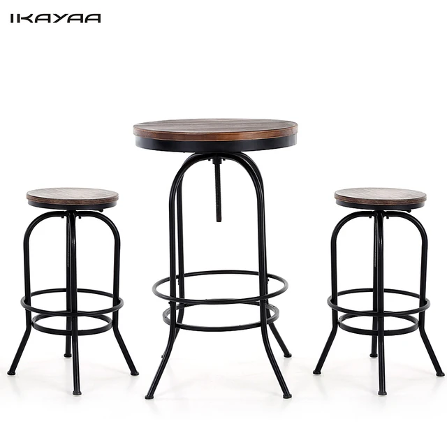 iKayaa US Stock 3PCS Pinewood Top Bar Pub Bistro Table Chair Set ... iKayaa US Stock 3PCS Pinewood Top Bar Pub Bistro Table Chair Set ...
