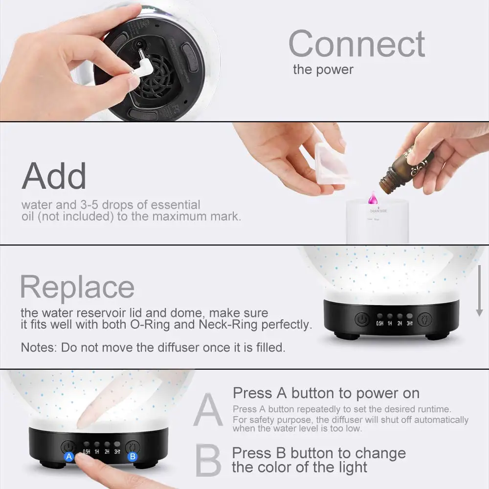 7 LED Color Lighting Modes 3D Aromatherapy Essential Diffuser Fragrance Oil Humidifier Firework The