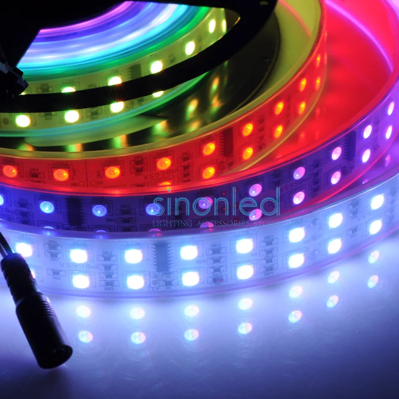 5M Double Row TM1812 TM1809 Dream Color SMD 5050 RGB LED Strip 120leds/M 12V Tube IP67 Waterproof & 133 Change Controller