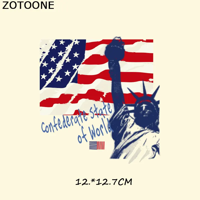 ZOTOONE череп с американским флагом патчи утюжок на теплопередачи для детской