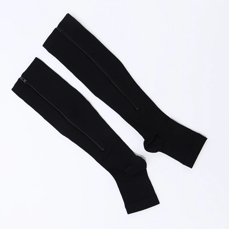 2019 новые модные унисекс Компрессионные носки на молнии поддерживающий ногу колено носки Meias с открытым носком тонкие Анти-усталость