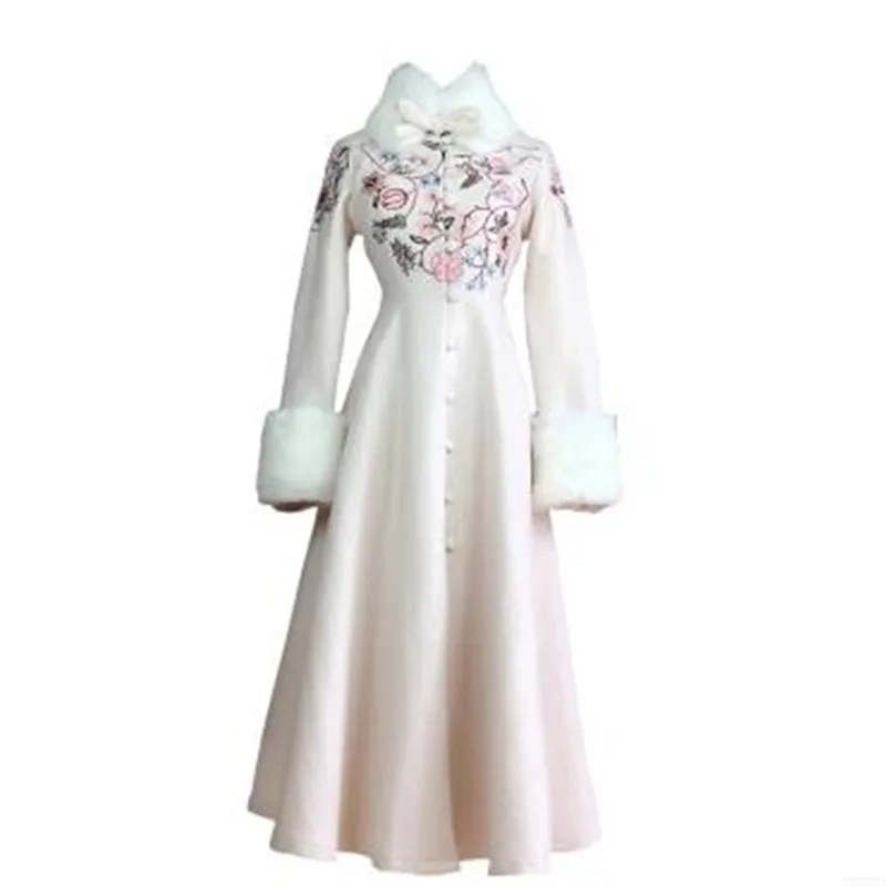 

New type of high quality woolen cloth coat Autumn clothes Fashion Women coat Embroidered cloth coat more long coat BN1631