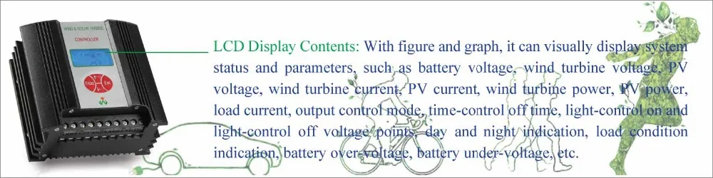 Controlador de Carga com Display Usado para o Sistema de Energia Eólica e Solar. Vento Controlador Híbrido Solar 24v Lcd. Pwm 600w - 6 Cheap Controladores solares