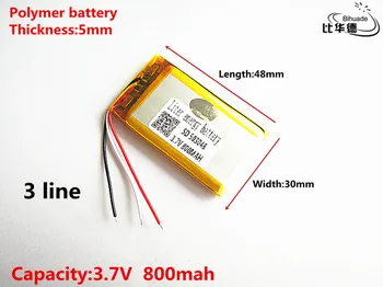 

3 line Good Qulity 3.7V,800mAH,503048 Polymer lithium ion / Li-ion battery for TOY,POWER BANK,GPS,mp3,mp4