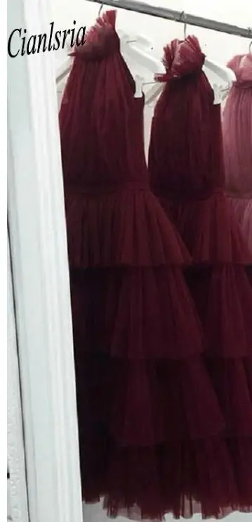 Многоярусные тюлевые платья для выпускного вечера Белый Розовый Черный Индивидуальный заказ чай Длина Элегантные женские вечерние платья vestido - Цвет: same as pic