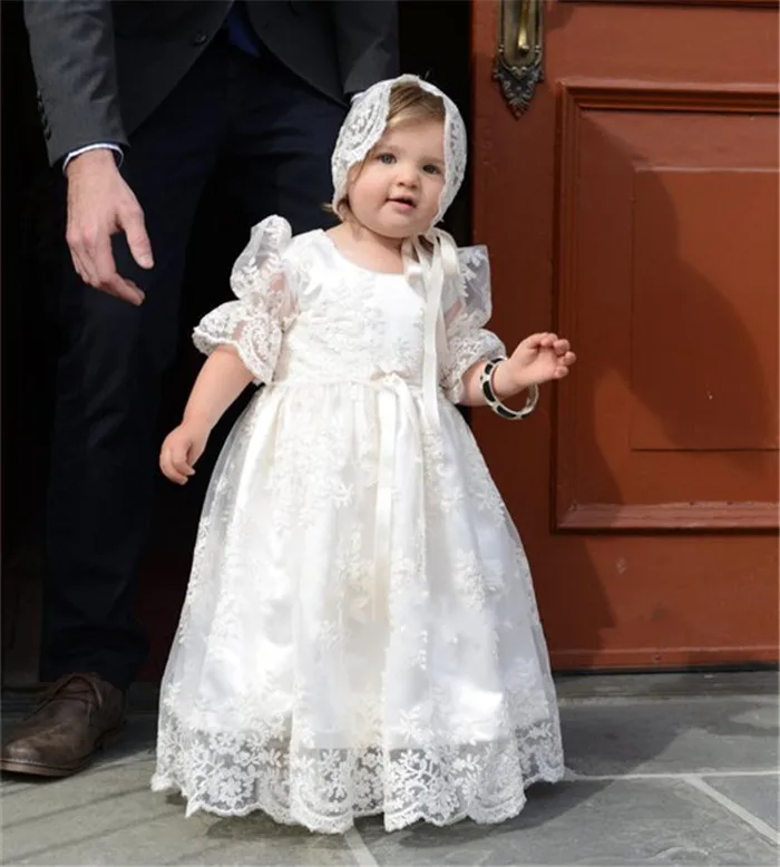 Witte Kant Baby Baby Meisjes Doopjurk Lange Doop Jurk Peuter Gewaad Zegen Gown met Bonnet Pasgeboren 3 6 12 24 maand Witte Kant Baby Baby Meisjes Doopjurk Lange Doop Jurk Peuter Gewaad Zegen Gown met Bonnet Pasgeboren 3 6 12 24 maand