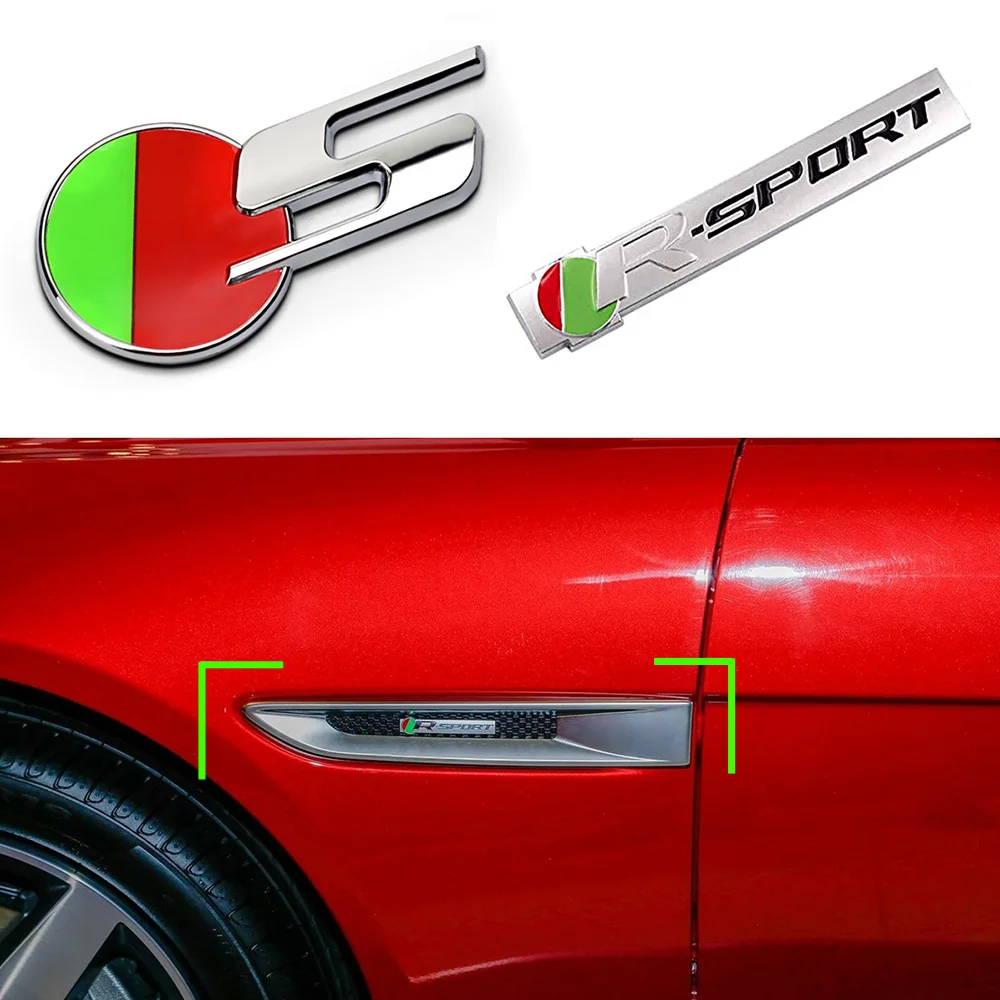 

3D Stereo Metal Emblem Badge Car Body Trunk Fender R-SPORT R S Logo Sticker For Jaguar XF XE XJ XF F-PACE E-PACE I-PACE S-TYPE