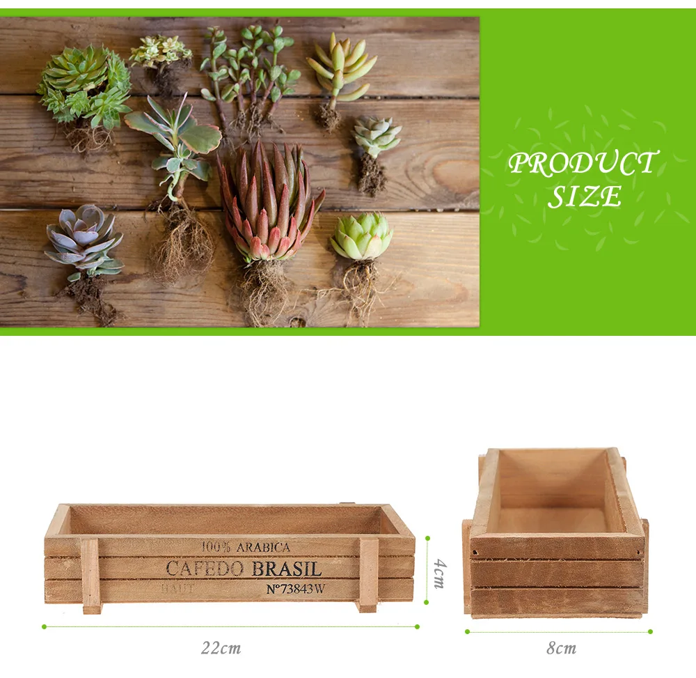 Wooden Juicy Plants Fleshy Succulents Flower Garden Pot Box