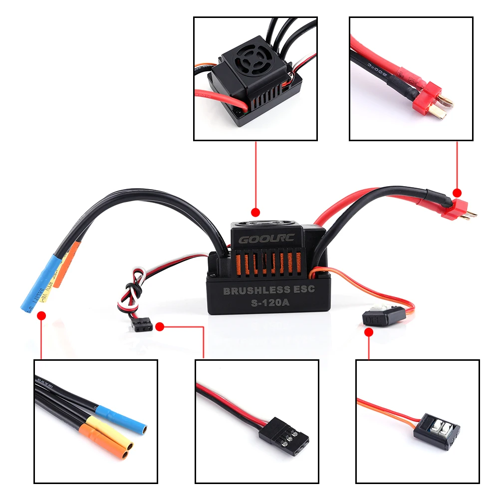 GoolRC S 120A бесщеточный ESC электрический регулятор скорости с 6 1 V/3A SBEC для 1/8 RC Car