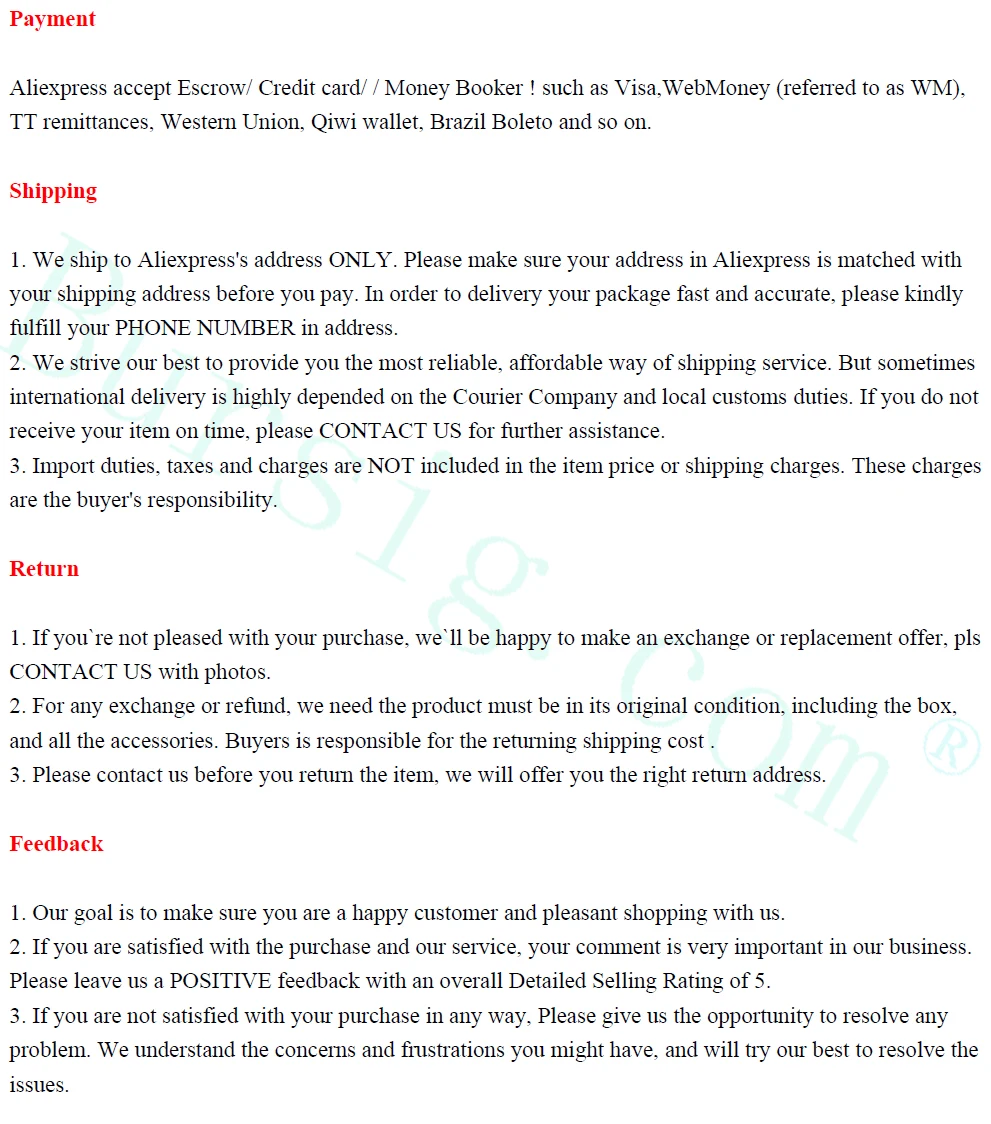 Bursig aliexpress description