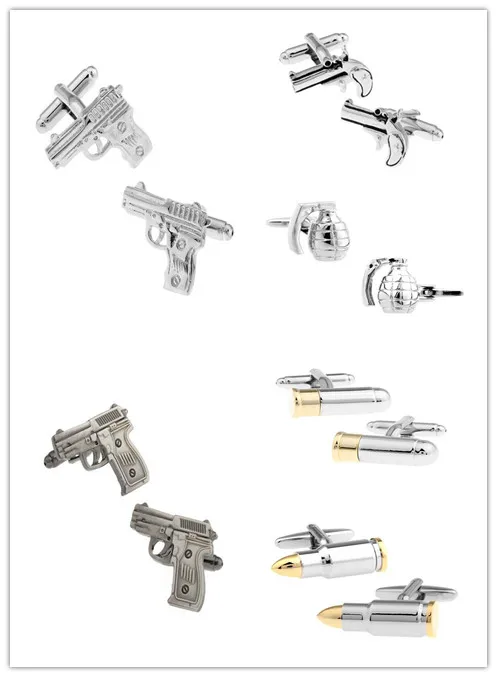 

Gun cufflinks Men Cufflinks retail gold plating bullet design rotatable bullet best gift for men cuff links wholesale&retail