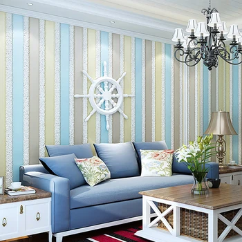 

Modern 3D Color Vertical Stripes Flocking Non-Woven Wallpaper Living Room Bedroom Restaurant Study Home Decor Wallpaper Roll 3 D