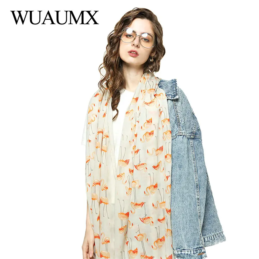 Wuaumx брендовый шарф для женщин с рисунком птицы хиджаб весенние шарфы осенние