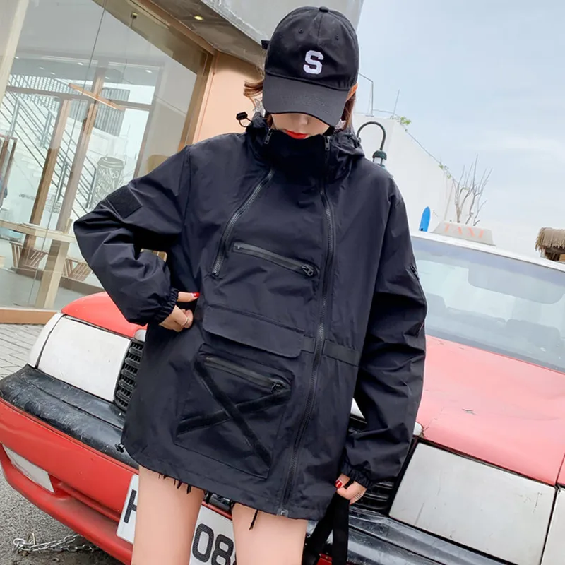 2019 модное весенне осеннее пальто Harajuku с капюшоном Женская свободная уличная