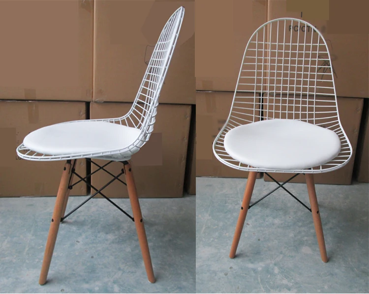 Карлов проволока стул минималистичный Современный модный стул из обеденного гарнитура порошковое покрытие железа деревянные ножки стулья