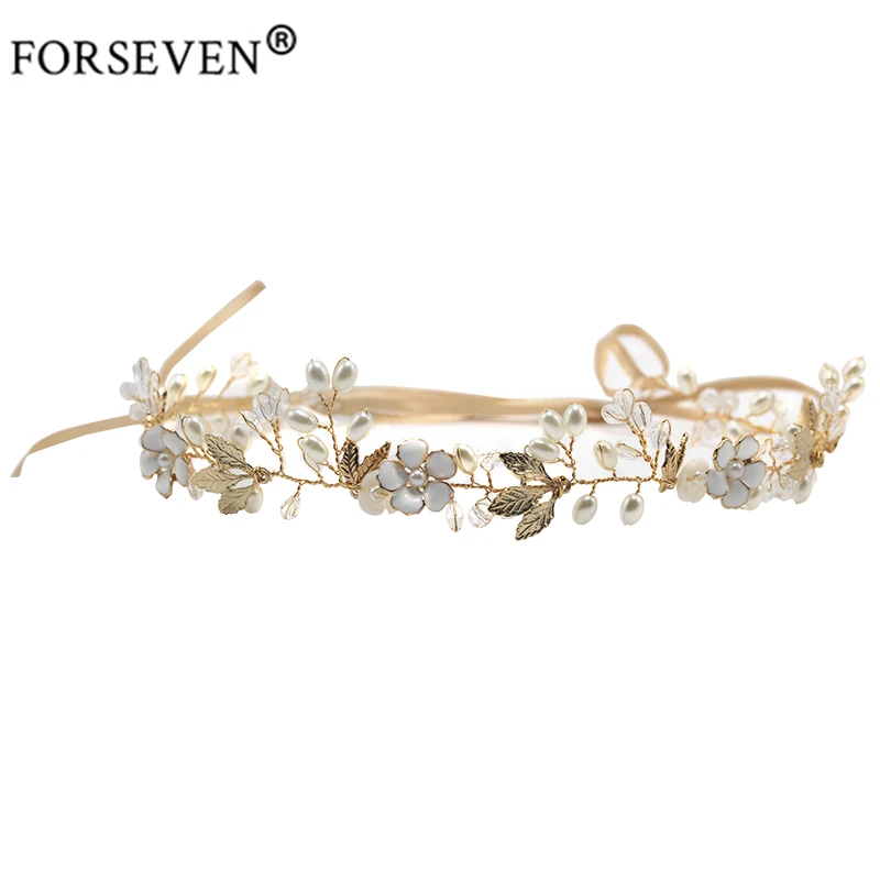 

Vintage Gold Silver Headbands Flower Leaves Wedding Hair Accessories Women Bride Tiara Hairband Show Party Handmade Hair Jewelry