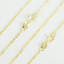 Унисекс, итальянская бижутерия, настоящее 925 пробы, серебро и желтое золото, 1,2 мм/2 мм, цепочка с крестом Rolo, ожерелье для женщин, мужчин, девочек и мальчиков