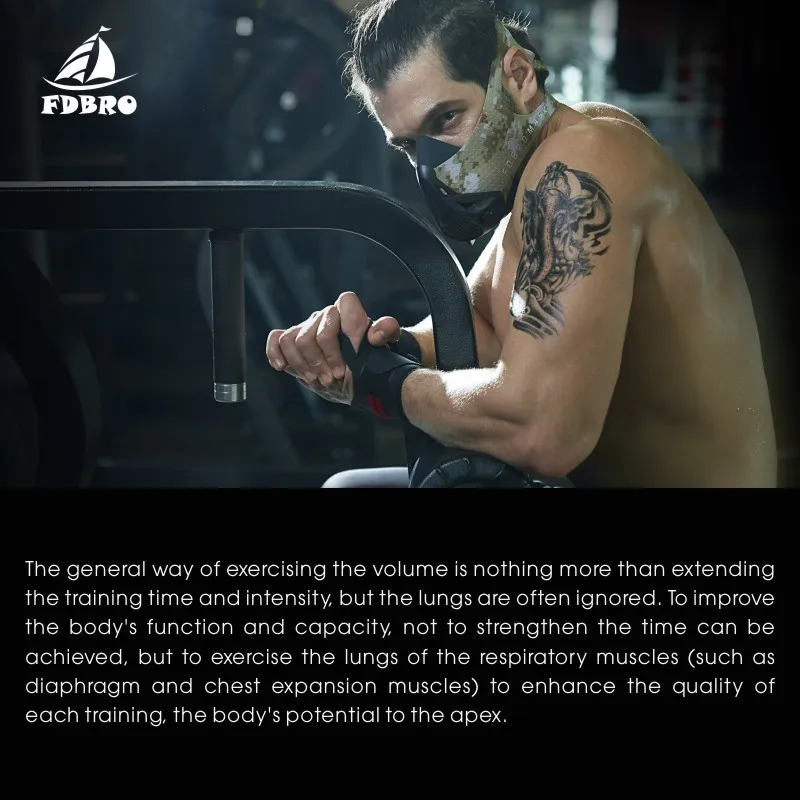 FDBRO Спортивная маска черная высокая высота упражнения кондиционирование мышц Фитнес атлетика маска тренировки бег сопротивление маска для кардиотренировок