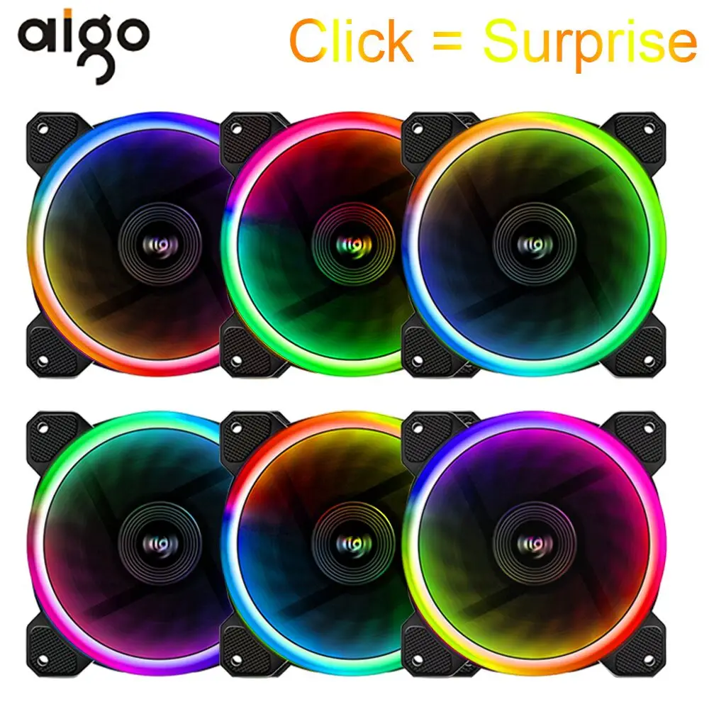 

Aigo DR12 PC Cooling Case Fan for Computer 12V Adjustable Led RGB Cooler Fan 120mm Silent Ventilador PC Cooler With IR Remote