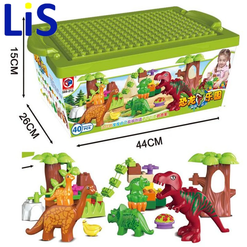 

Lis 40Pcs/Lot Dino Valley Building Blocks Sets Large particles Animal dinosaur World Model toys Bricks Duploe No original box