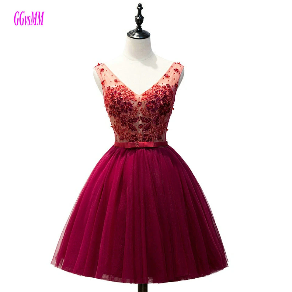burgundy prom dresses short