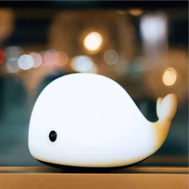 

Dikale USB rechargeable silicone lamp cartoon colorful small whale pat light dolphins color colorful atmosphere night light