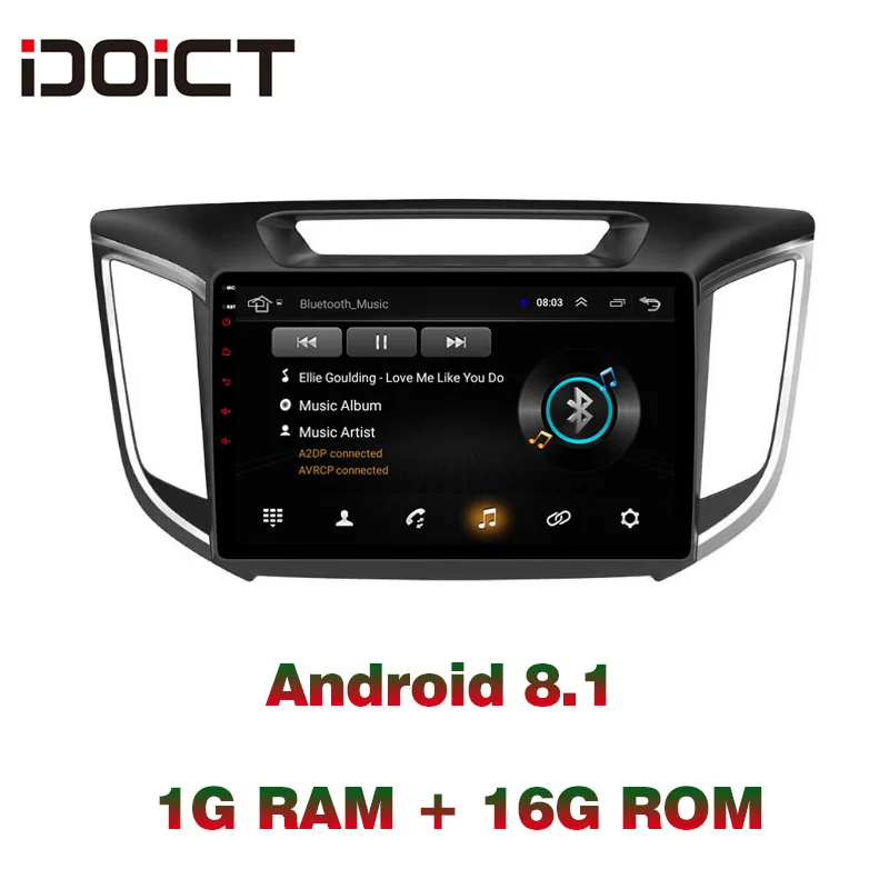 

IDOICT Android 8.1 Car DVD Player GPS Navigation Multimedia For Hyundai Creta IX25 Radio 2014-2017 2018 car stereo