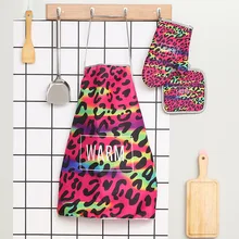 3 шт/набор, высокое количество, Модные леопардовые хлопковые нордические кухонные перчатки для приготовления пищи, микроволновые перчатки для выпечки, прихватки для барбекю, фартук, прихватки для духовки