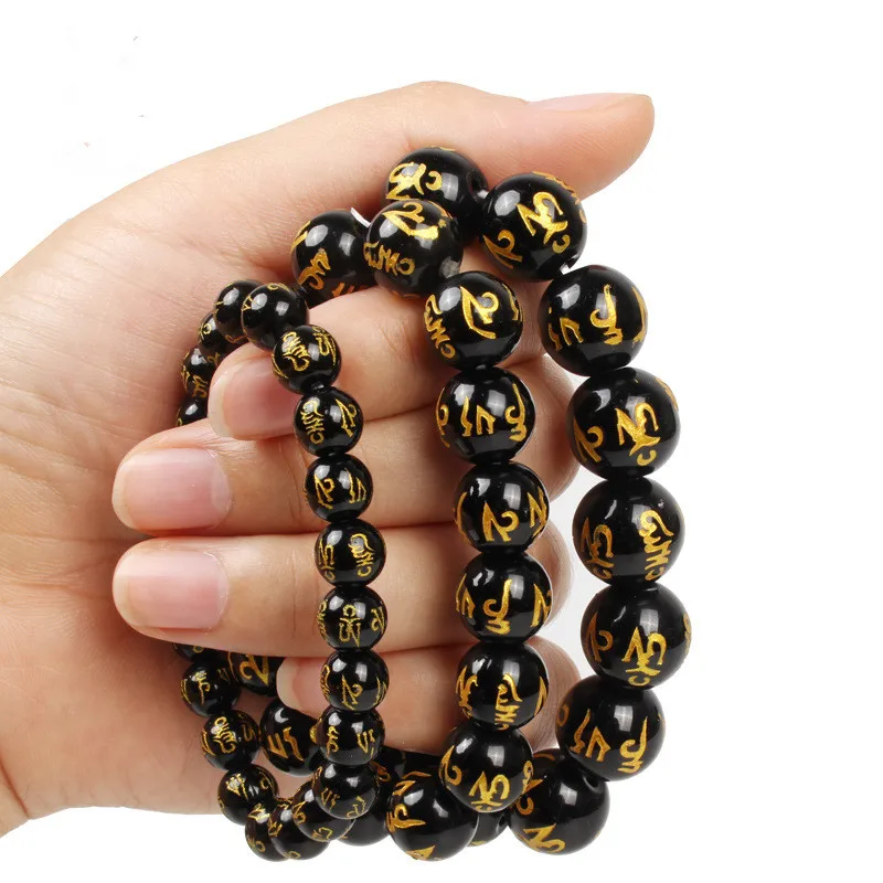 

The new 10mm male Buddhist beads bracelet, gold Buddha, black yoga bracelet, unisex gift