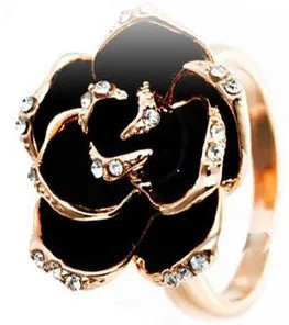 Min order is $10 (mix order) Free Shipping The High-grade Imported Jewelry Black Rose Flower Ring Open R597 | Украшения и