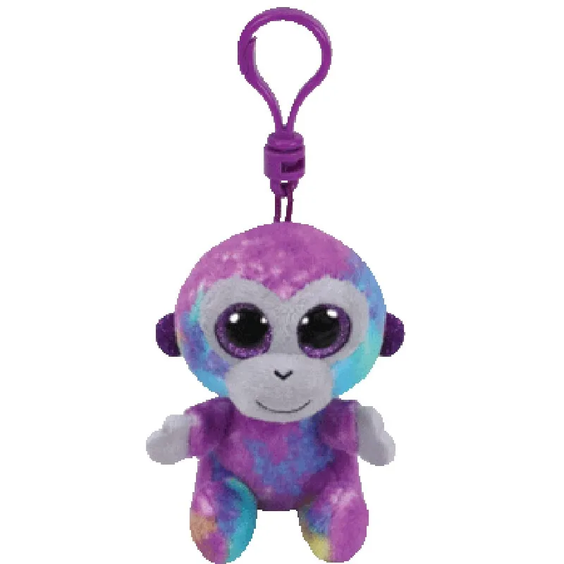 Ty Beanie Zuri фиолетовая обезьяна Маленькая подвеска плюшевая игрушка Клип Мягкая