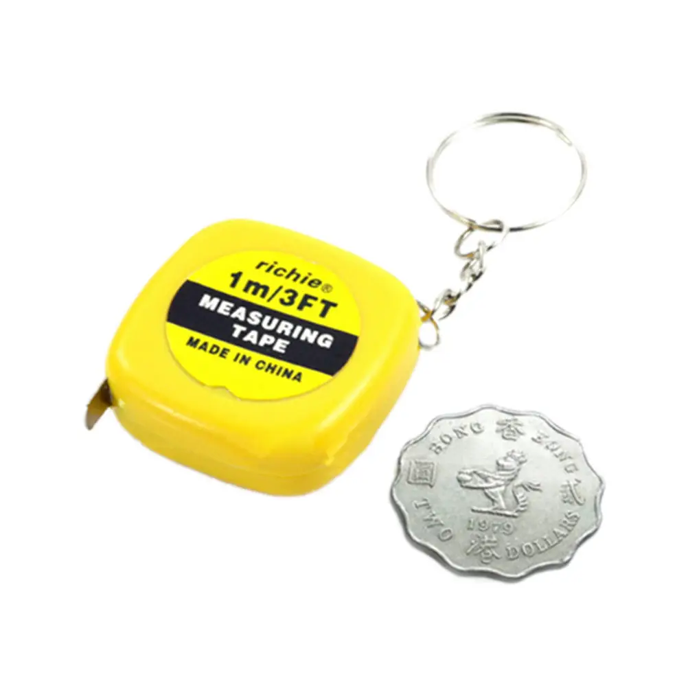 1x Mini Keychain Key Ring Easy Retractable Tape Measure Pull Ruler 1m Random FS 