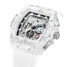 luxury mens wristwatches Transparent quartz waterproof Multifunction man watches square white fashion clocks