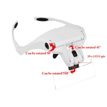 

AIMOMETER Headband Head-Mounted 2 LED Lamp Jeweler Light Magnifier Magnifying Glass Loupe