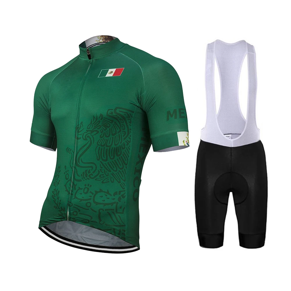Mexico Men New Summer Green Cycling Jersey Set Bike Road Mountain Race