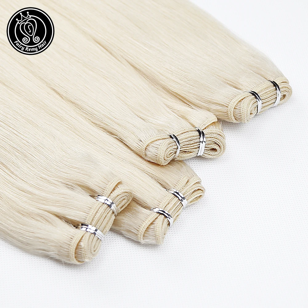 Fairy Remy Hair 22 inch Double Drawn Natural Remy Human Hair Weft Highlight Blonde Color Straight Bundles Hair Extensions 100g