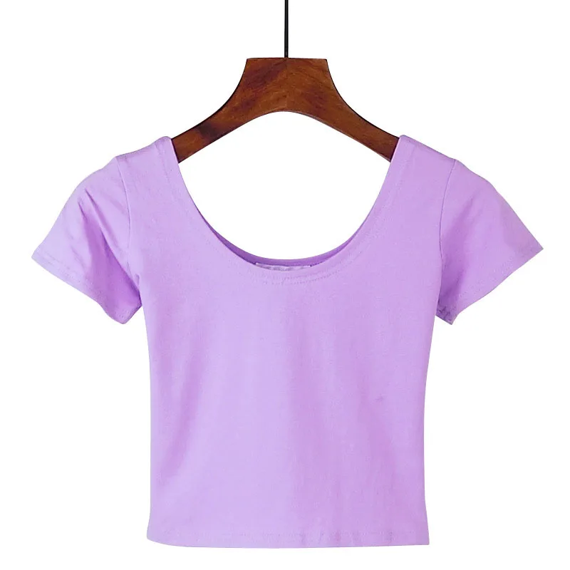 Сексуальный укороченный топ с u-образным вырезом, женская футболка с коротким рукавом, футболка, базовые Стрейчевые футболки для женщин, Harajuku, тонкий женский топ, женская одежда