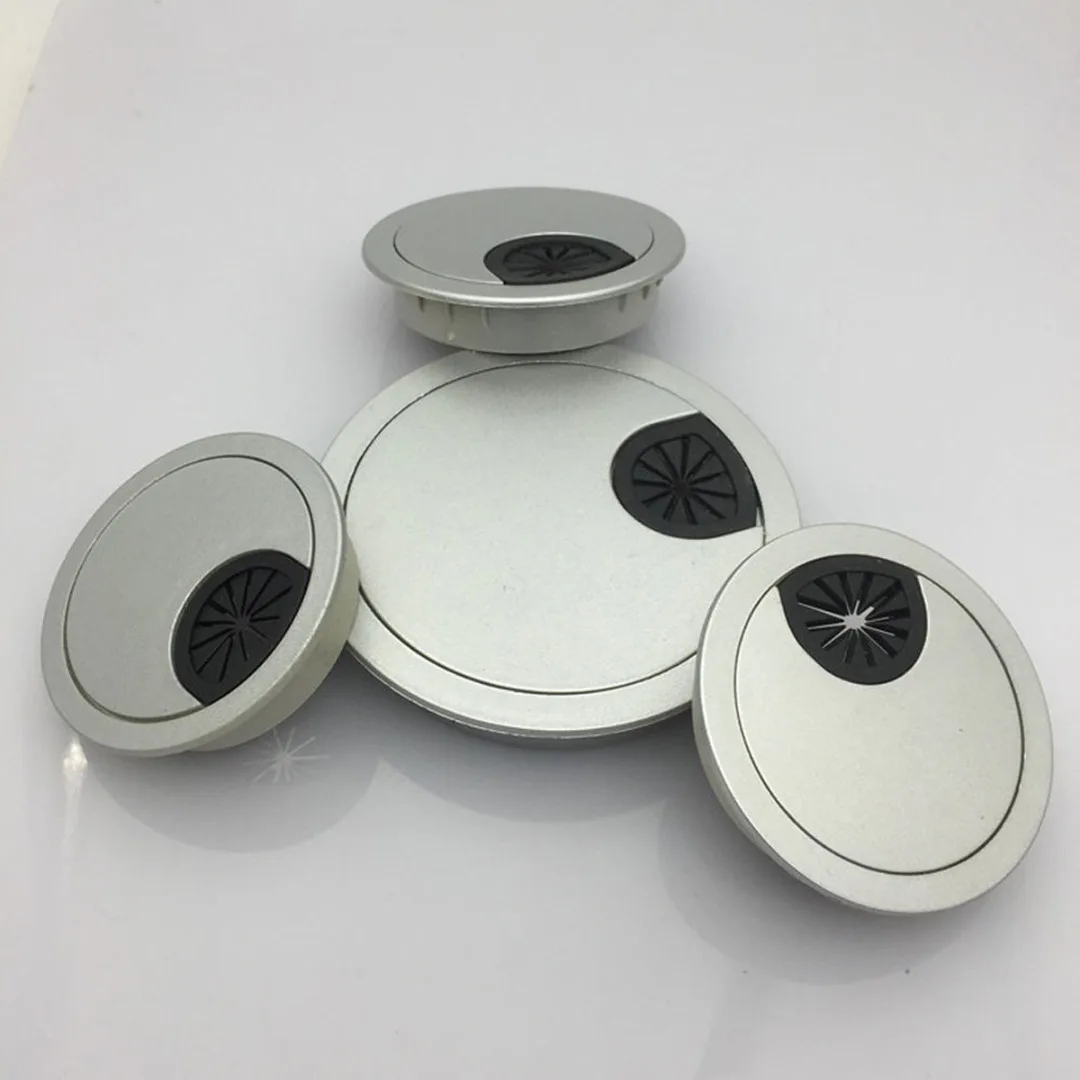 1pc Silver 60mm Table Cable Wire Outlet Port Round Computer PC Desk Grommet Cable Hole Cover Line Holder Wiring Accessories