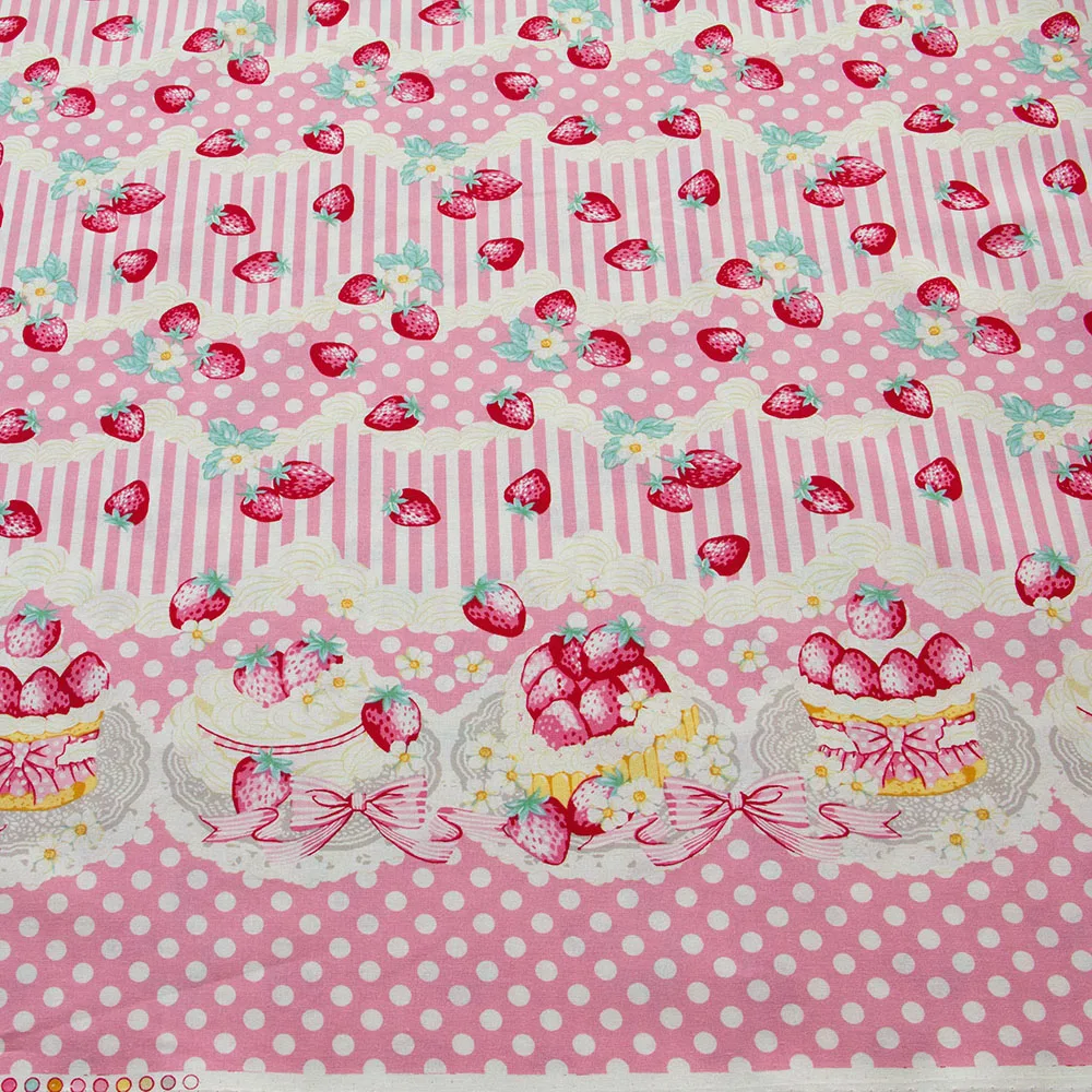 Полметра японская набивная хлопковая ткань Лоскутная Ткань Текстиль стеганая ткань для шитья клубника А