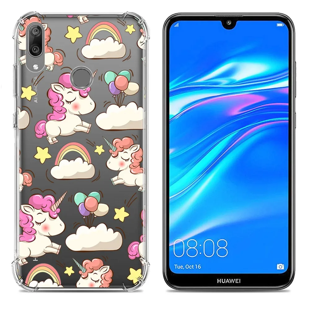 KHW2079D_1_JONSNOW Soft Case for Huawei Y7 2019 Colorful 10 Patterns Silicone Case for Y7 Prime 2019 6.26 inch Anti-knock Protect Phone Cover