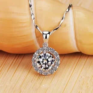 

Clearance sale TN209 Luxury quality 2 Carat SONA Synthetic Gem Halo Pendant Necklaces! Statement Necklace,Necklace 2017,choker,