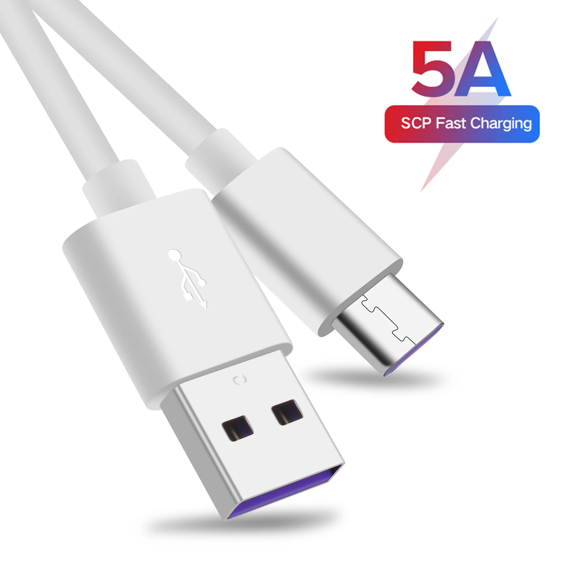 Супер зарядный телефонный кабель USB type C 5A Быстрая зарядка данных 2в1 шнур для huawei P