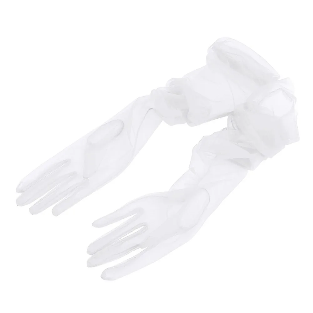 Женские прозрачные тюлевые длинные перчатки для взрослых, варежки, праздничные необычные аксессуары для фотосъемки