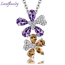 LOVERJEWELRY, красочные юбилейные ювелирные изделия, 18 К, белое золото, натуральный аметист, цитрин, обещанный кулон, ожерелье для женщин, подарок